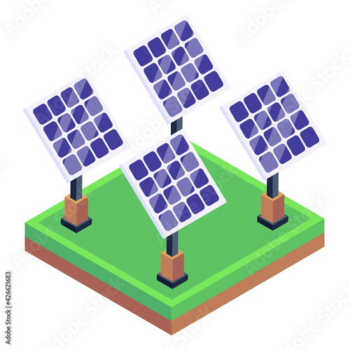 
Solar panels, editable isometric icon download

