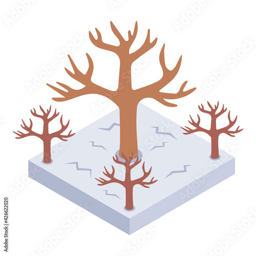 
An icon of barren land in editable design 

