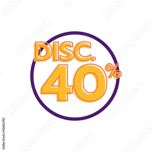 discount 40 percent Sale Deal Special Promotion price Tag sign shop retail business Vector illustration