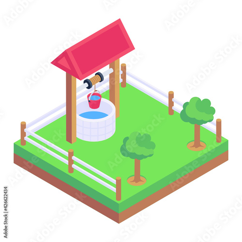 
A perfect water well icon in editable design 

