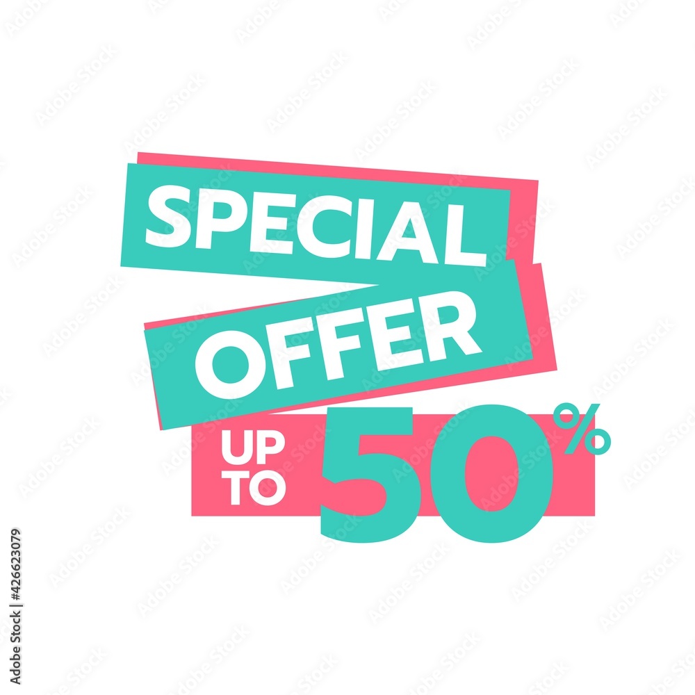 Special offer discount 50 percent Sale Deal Promotion price Tag sign shop retail business Vector illustration Special offer discount 50 percent Sale Deal Promotion price Tag sign shop retail business Vector illustration