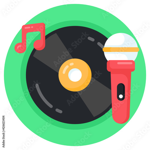 
Music instruments, flat rounded icon of song cd 

