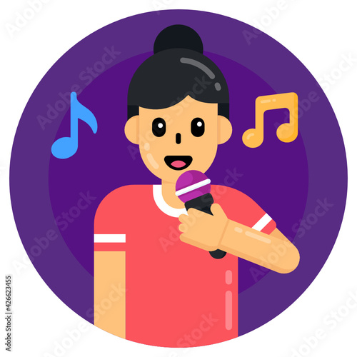 
A flat rounded primum icon of singer 

