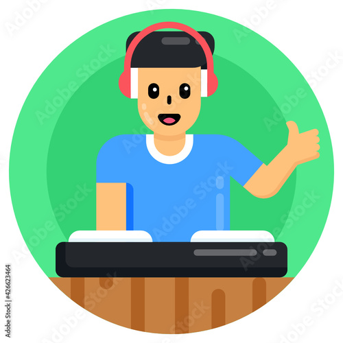 
Disc jockey flat rounded icon is easy to use and download 

