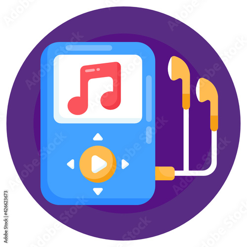 
A trendy flat rounded vector design of mp3 player 

