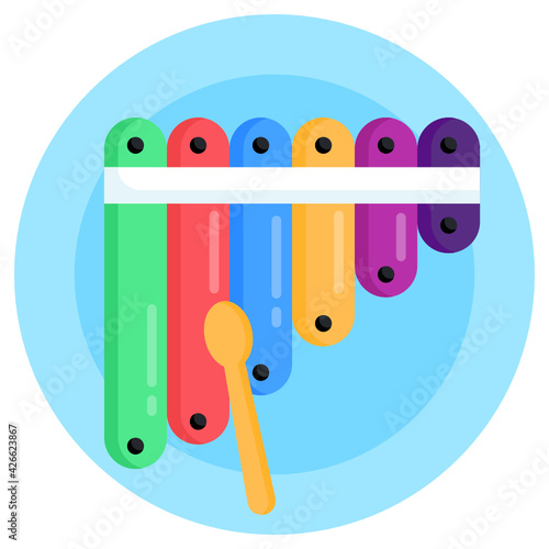 
A percussion music instrument icon, flat rounded design of marimba 

