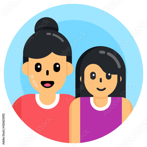 
A mother and daughter flat round icon 

