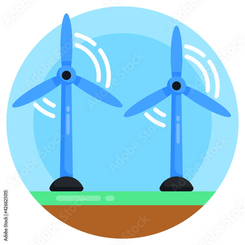 
Wind turbines flat rounded icon is visually perfect 

