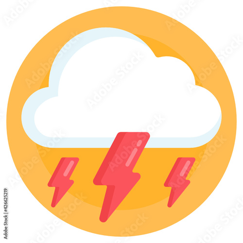 
Well designed attractive flat rounded icon of thunderstorm 

