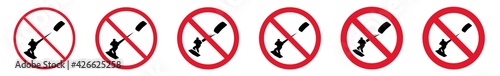 Prohibition Sign Kite Surf Forbidden Icon Set | Kite Surfing Prohibition Signs Kitesurfing Prohibited Vector Illustration Logo | Kite Surf Prohibition Sign Isolated Collection