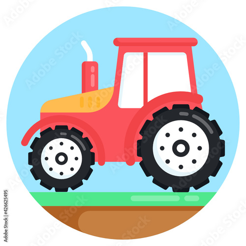 
Tractor flat rounded icon is ready to use in web and apps 

