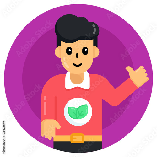
A flat rounded icon of environmentalist

