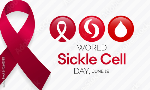 World Sickle cell day is observed every year on June 19, it is an inherited red blood cell disorder in which there are not enough healthy cells to carry oxygen throughout the body. Vector illustration