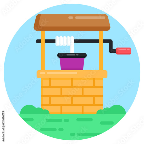 
Have a look at this amazing flat icon of water well 

