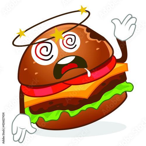 hamburger mascot cartoon in vector