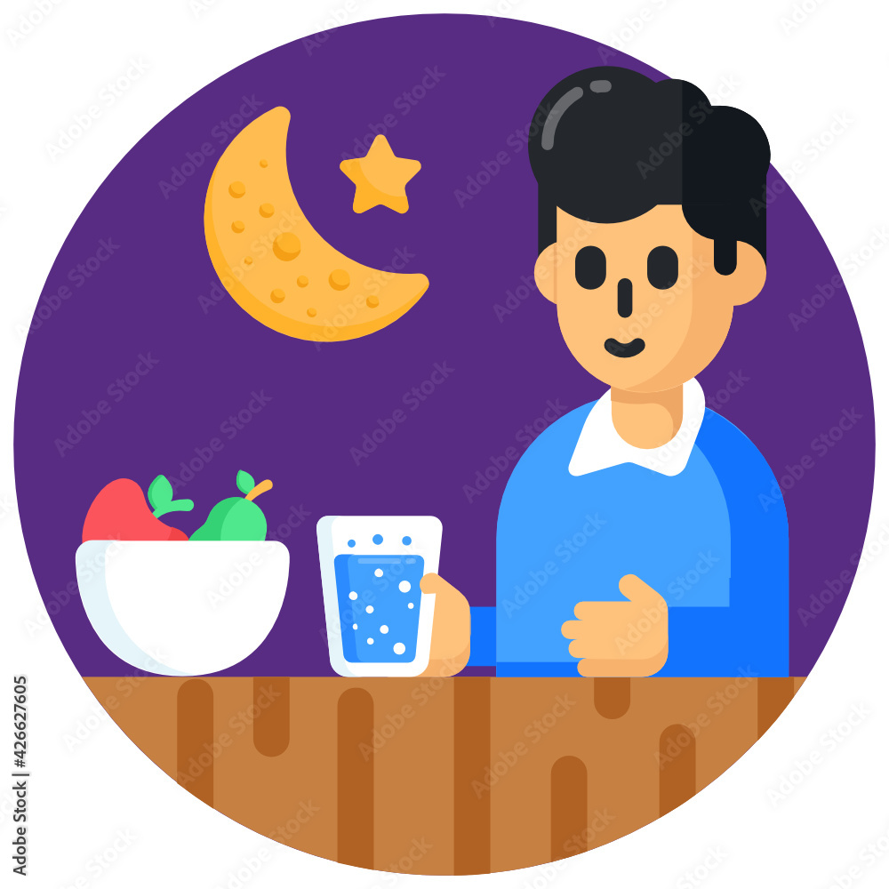 Creatively designed flat rounded icon of sehri
Creatively designed flat rounded icon of sehri