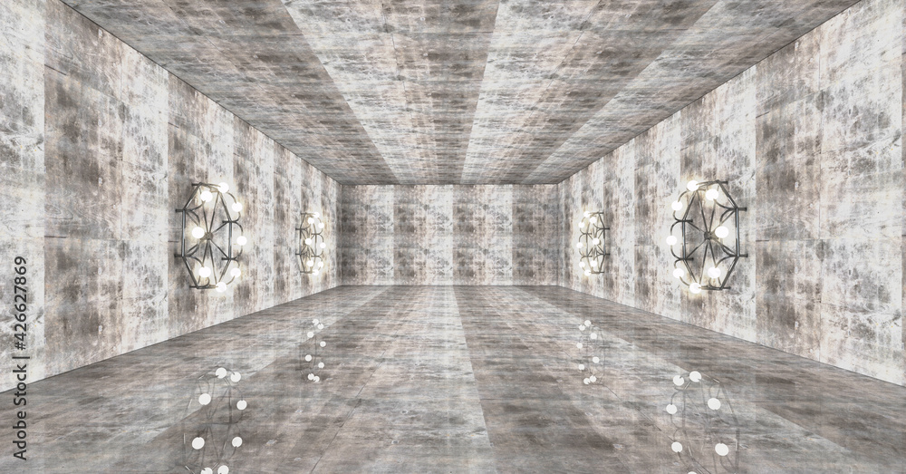 Obraz premium concrete simple unique steel circle lighting_2