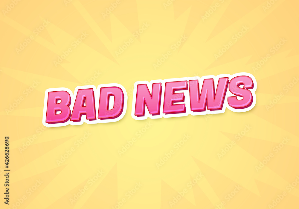 Bad news word concept. Bad news on yellow background. use for cover, banner, blog.