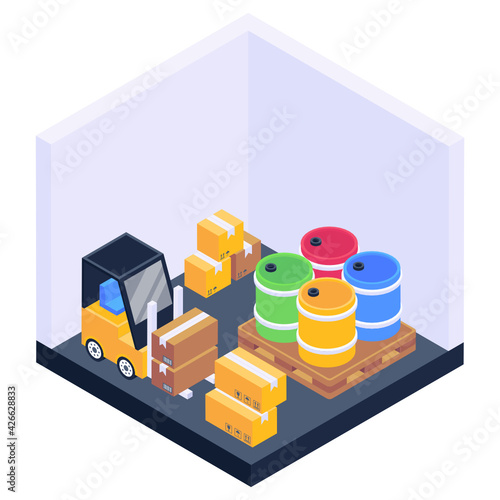 
A parcels lifter icon in isometric design 

