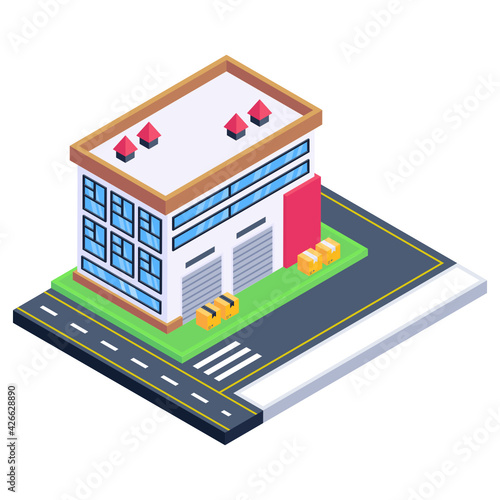 
An icon of warehouse isometric design, editable vector download 

