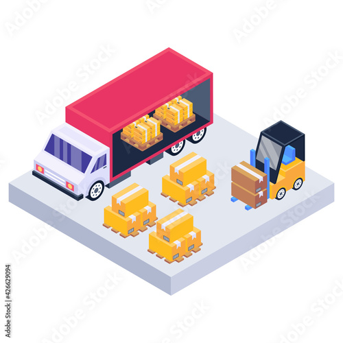 
A warehouse office with isometric visual 

