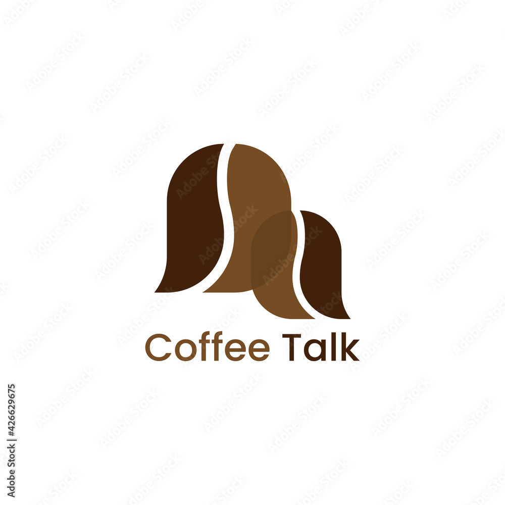 Coffee Bean Forming a Chat Bubble Logo Design. Modern Vector Illustration.