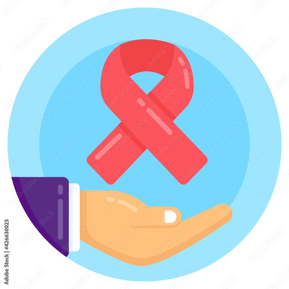 Ribbon in hand, flat icon of autism awareness
Ribbon in hand, flat icon of autism awareness