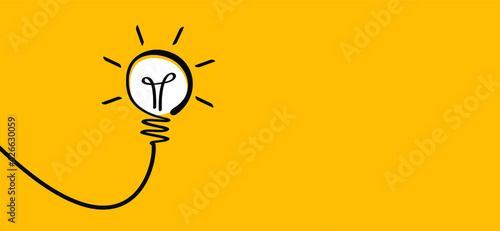 Comic brain electric lamp idea doodle. FAQ, business loading concept. Fun vector light bulb icon or sign ideas. Brilliant lightbulb education or invention pictogram banner.