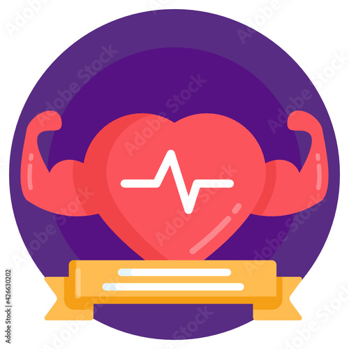 
A flat round icon of heart checkup in editable design 

