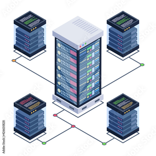 
Icon of data server room in modern isometric design 

