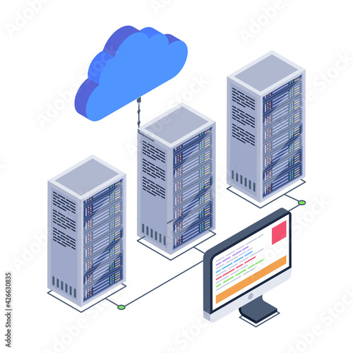 
Icon of data server room in modern isometric design 

