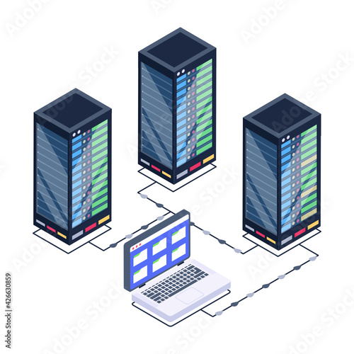 
Icon of data server room in modern isometric design 

