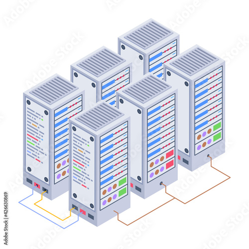 
Icon of data server room in modern isometric design 

