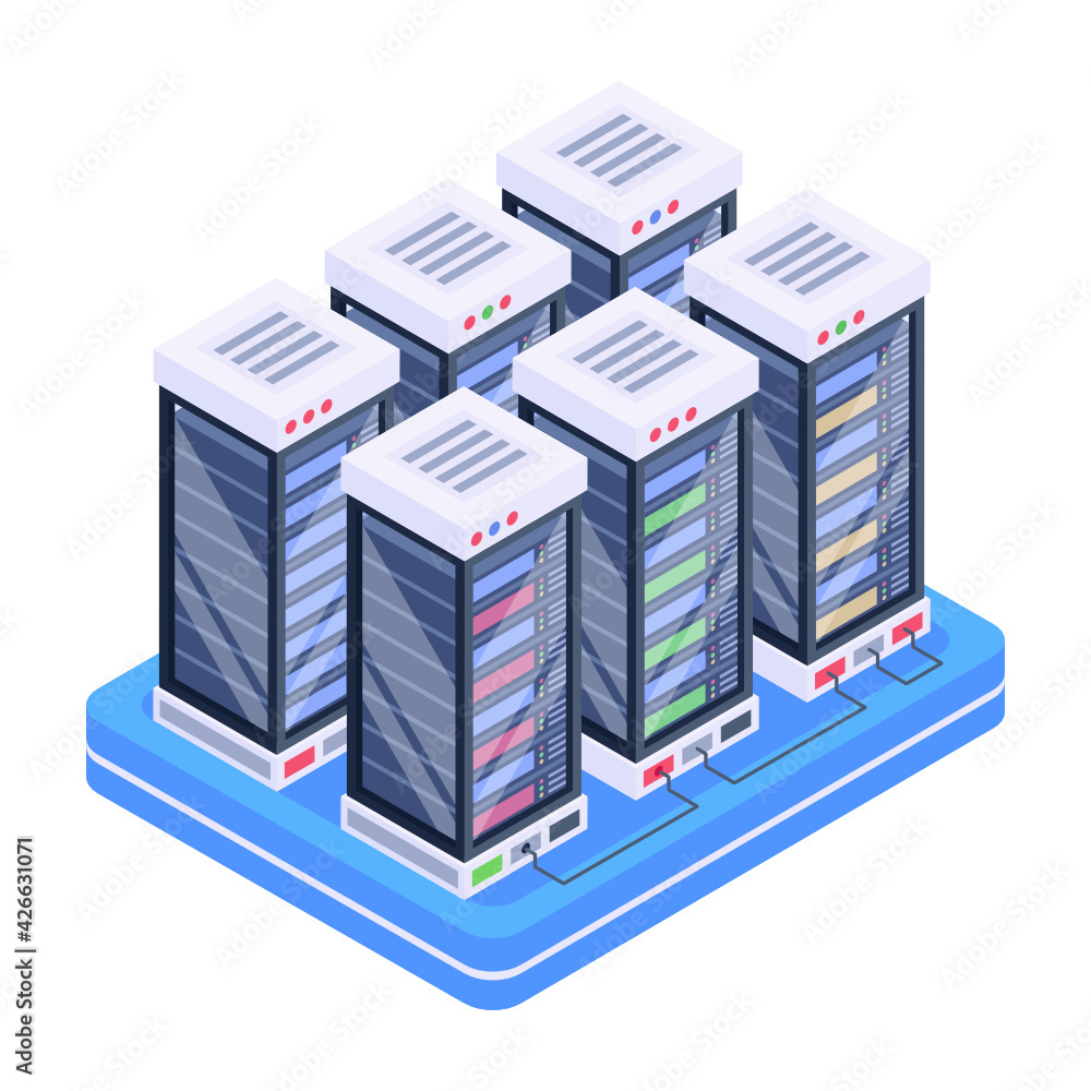 Icon of data server room in modern isometric design
Icon of data server room in modern isometric design