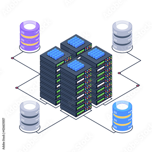 
Icon of data server room in modern isometric design 

