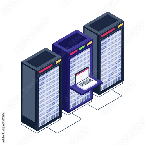 
Icon of data server room in modern isometric design 

