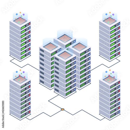 
Icon of data server room in modern isometric design 

