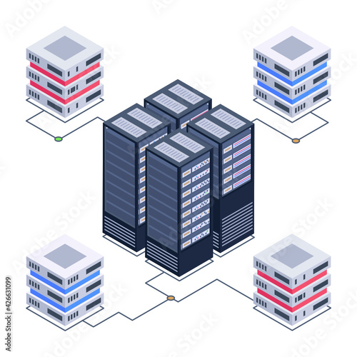 
Icon of data server room in modern isometric design 

