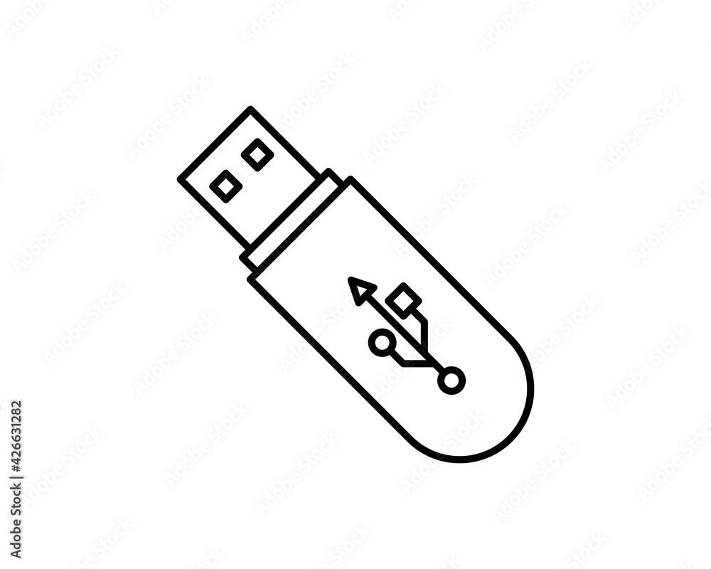 USB Wireless receiver icon - vector minimal USB Wi-Fi adapter concept symbol or design element USB Wireless receiver icon - vector minimal USB Wi-Fi adapter concept symbol or design element