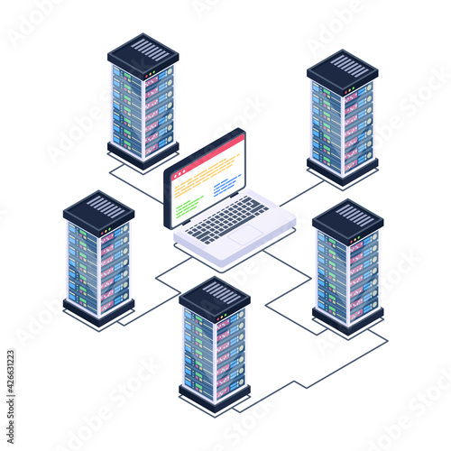 
Icon of data server room in modern isometric design 

