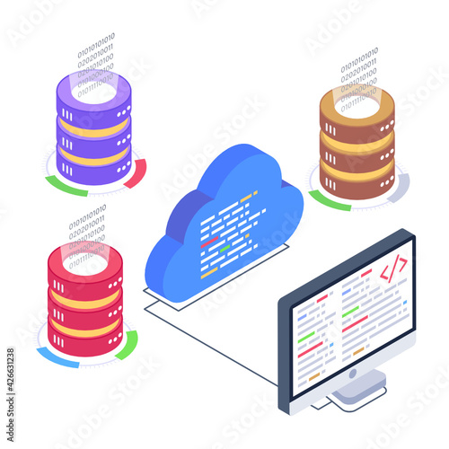 
Icon of data server room in modern isometric design 

