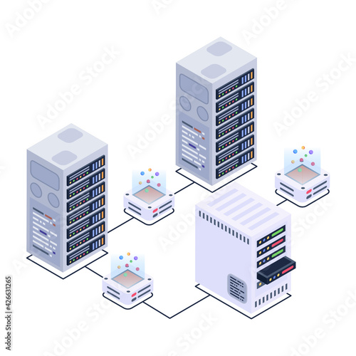
Icon of data server room in modern isometric design 

