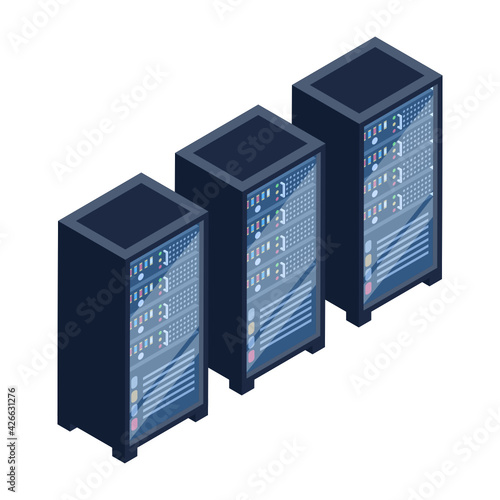 
Icon of data server room in modern isometric design 

