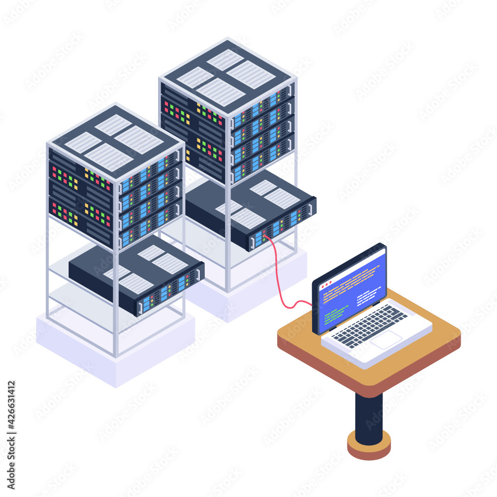 Icon of data server room in modern isometric design
Icon of data server room in modern isometric design