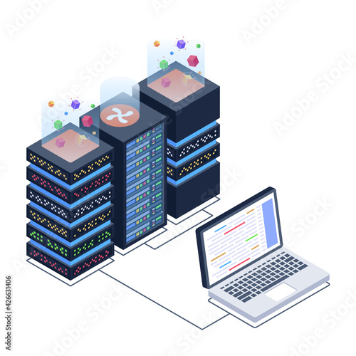 
Icon of data server room in modern isometric design 

