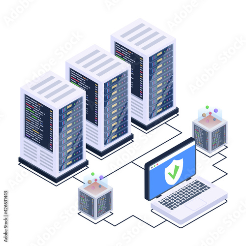 
Icon of data server room in modern isometric design 

