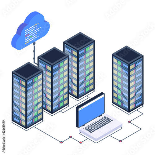 
Icon of data server room in modern isometric design 

