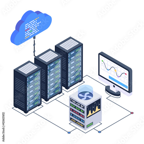 
Icon of data server room in modern isometric design 

