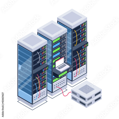 
Icon of data server room in modern isometric design 

