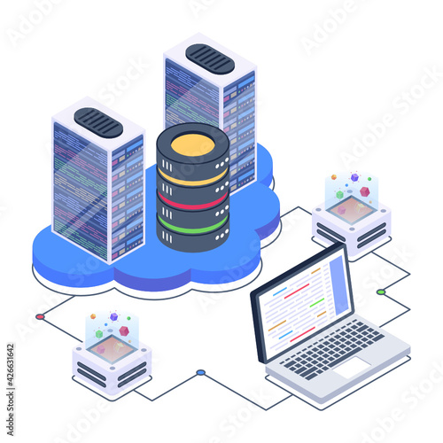 
Icon of data server room in modern isometric design 

